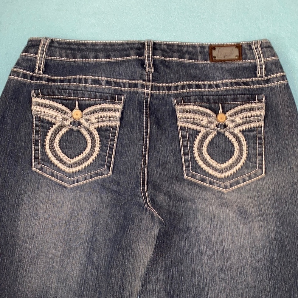 EARL JEAN denim jeans bling embroidered pockets blue vintage bootcut size 8 - Picture 4 of 13